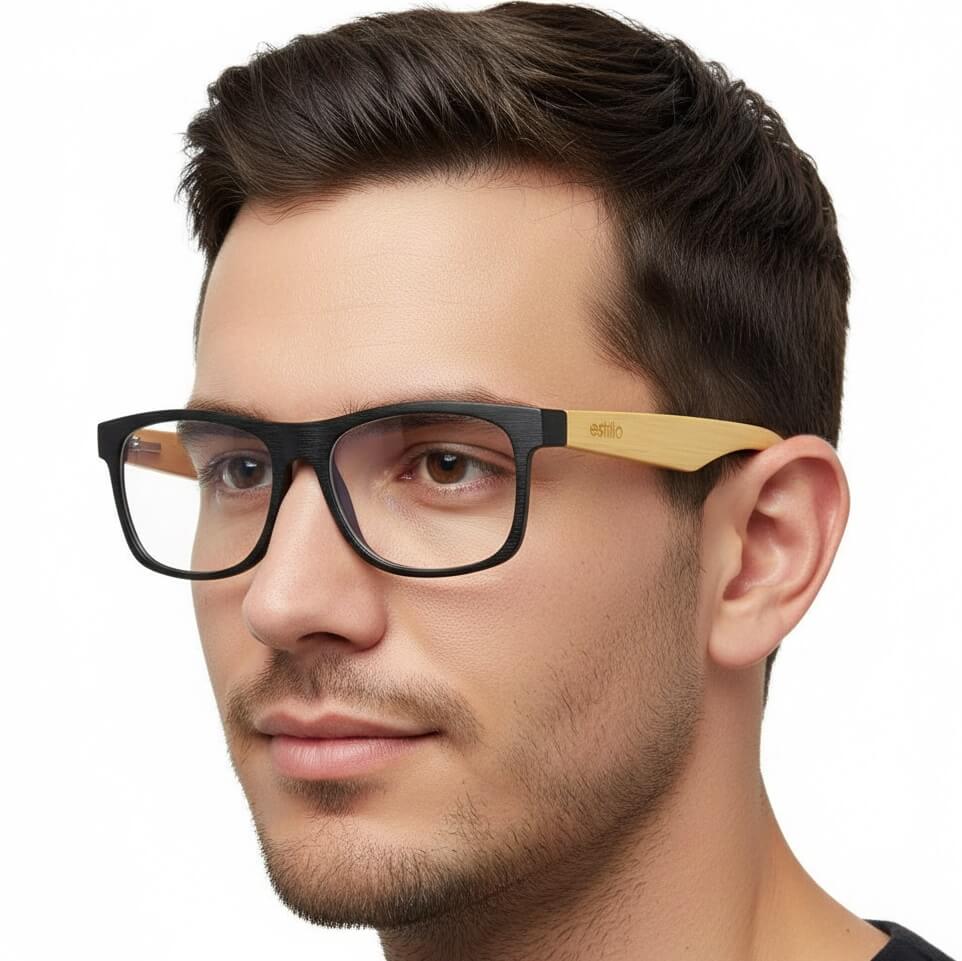 Drewniane okulary z filtrem BLUE LIGHT zerówki do komputera EST-113K-1M