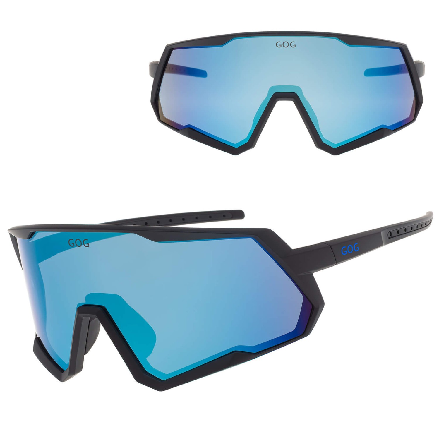 Duże okulary przeciwsłoneczne sportowe GOG E608-1 czarny/granat