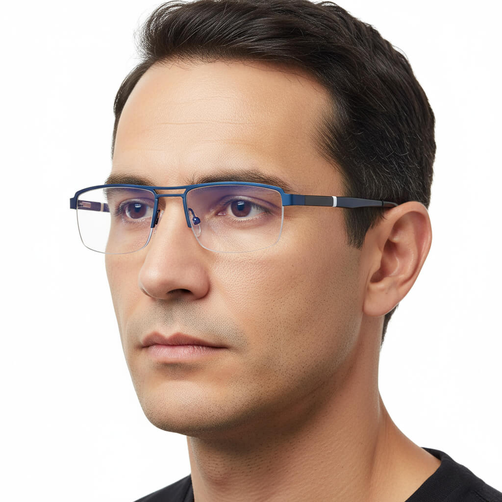 Męskie okulary PREMIUM +0.75 do czytania i komputera Blue Light+Antyrefleks STL260 granat