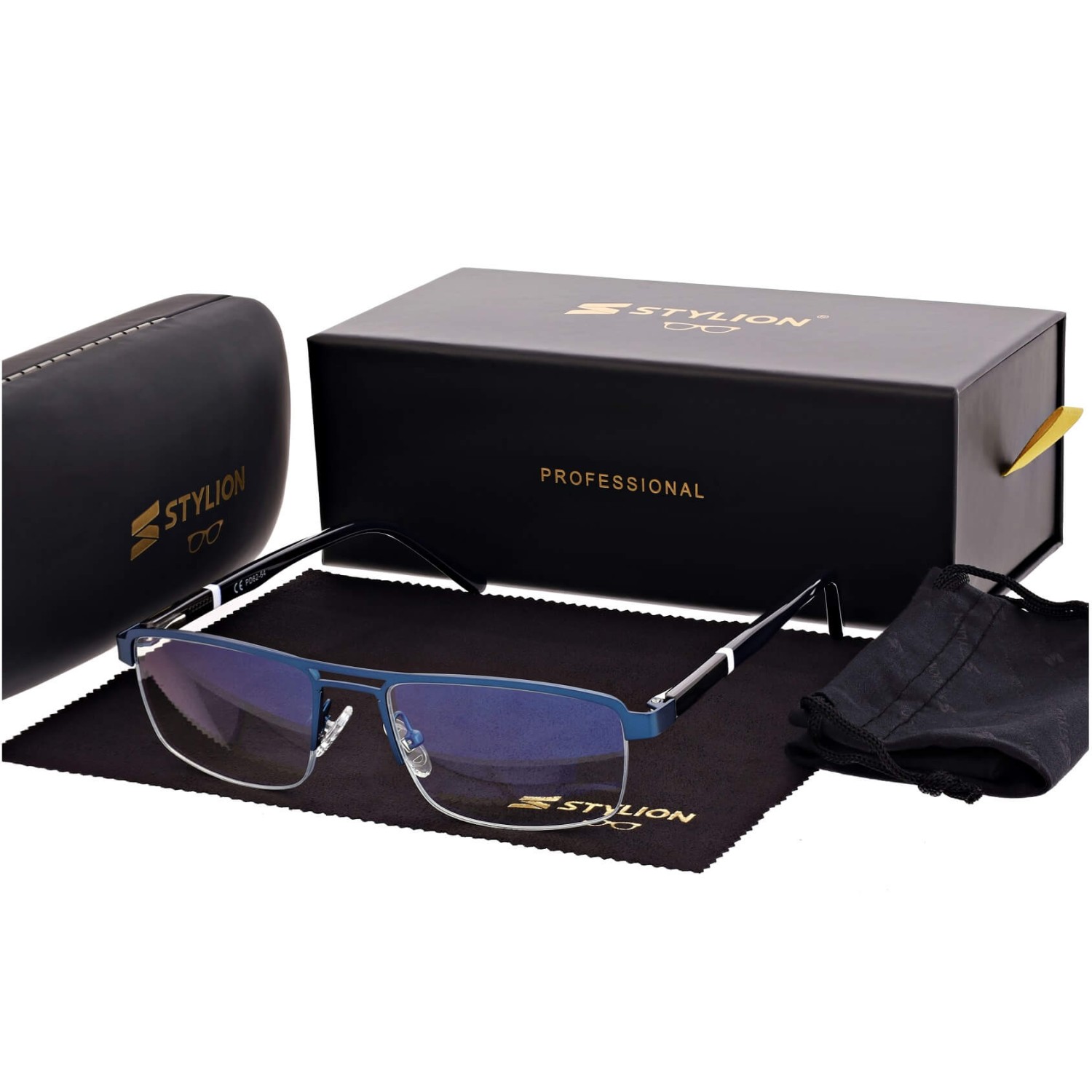 Męskie okulary PREMIUM +3.25 do czytania i komputera Blue Light+Antyrefleks STL260 granat