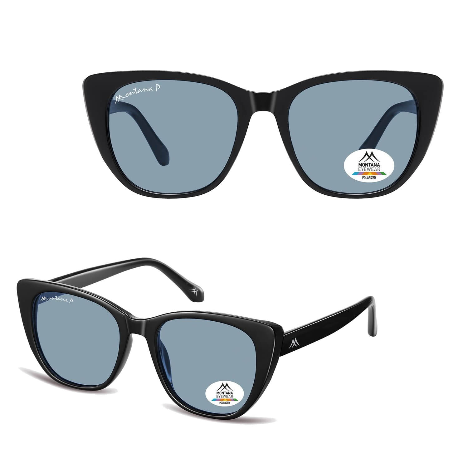 Damskie okulary przeciwsłoneczne z polaryzacją kocie oczy MP173D w kat. 2 czarny/błękit