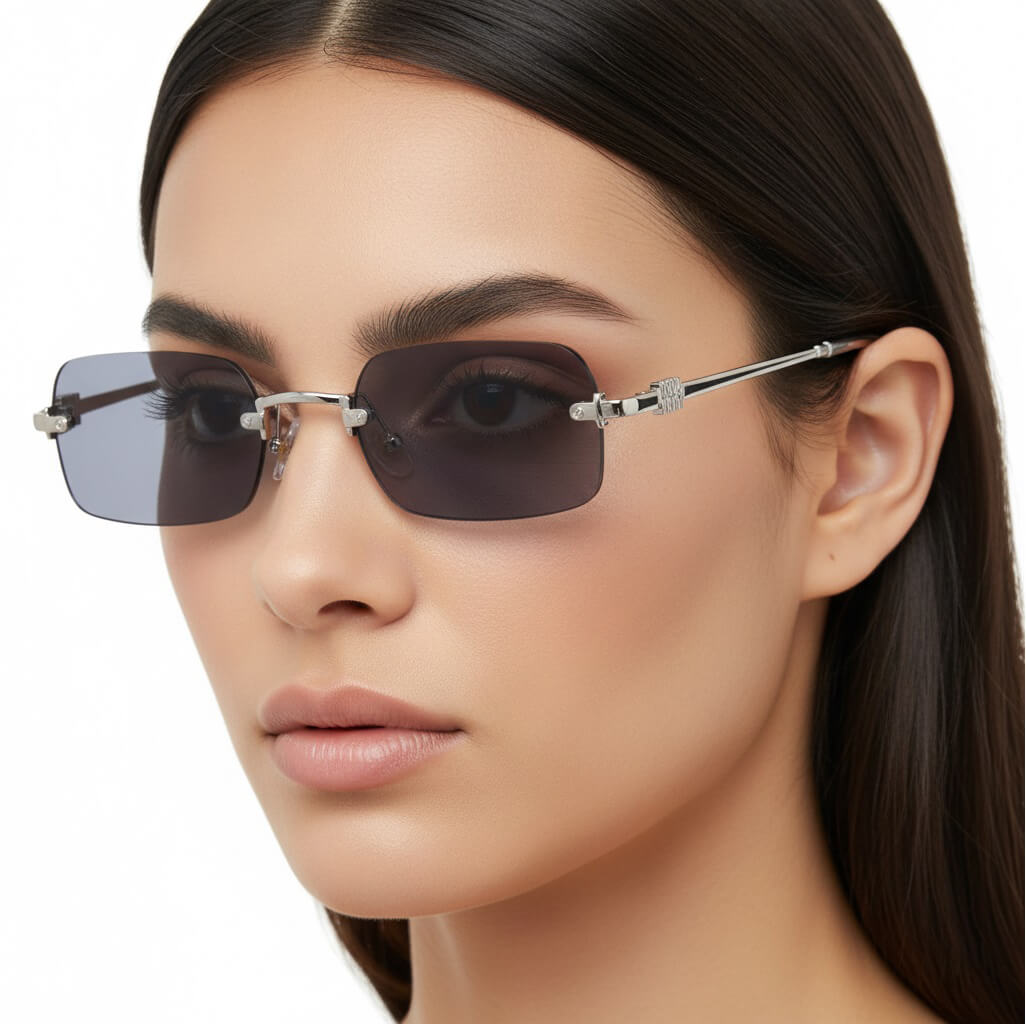 Damskie okulary fotochromowe kat.1-3 przeciwsłoneczne bezramkowe STLF-05B srebrny/szary