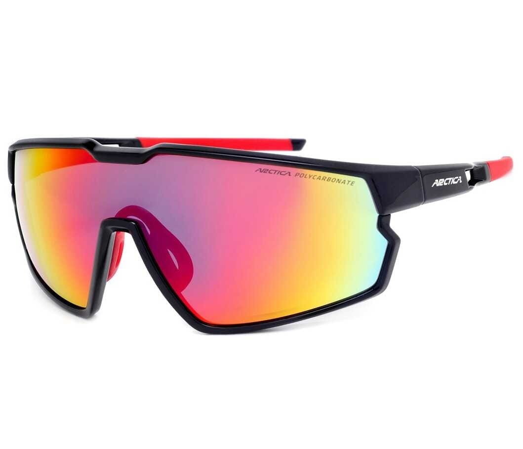 Rowerowe okulary przeciwsłoneczne sportowe z czerwoną lustrzanką Arctica S-333 ze skazą!