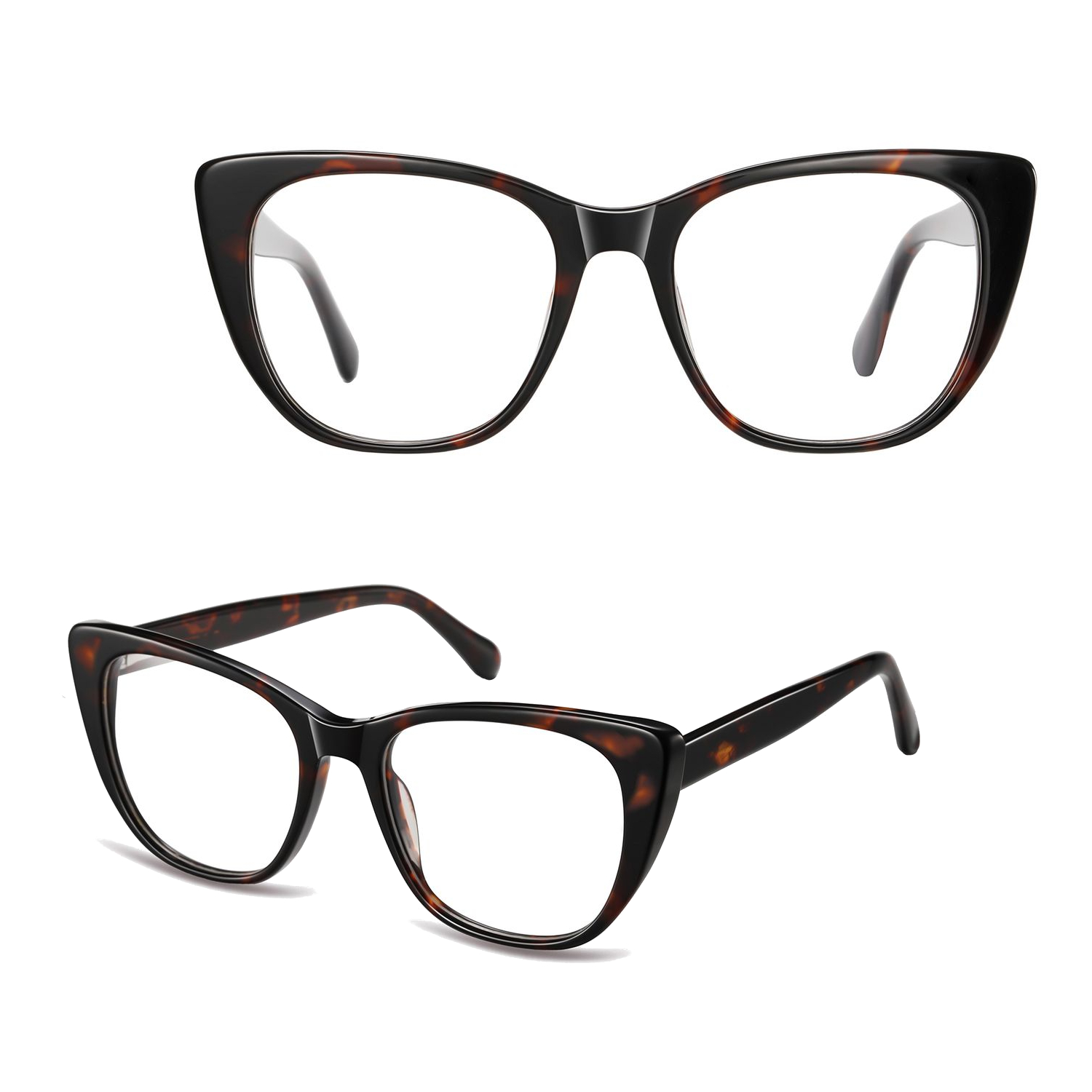 Okulary acetatowe oprawki korekcyjne zerówki kocie AC386A panterka