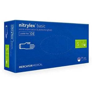 Mercator Medical rękawiczki ochronne niebieskie S, wydłużony mankiet, 100 szt.
