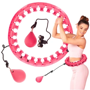 Hula Hop z obciążeniem i masażerem 4FIZJO, innowacyjne narzędzie do modelowania sylwetki i wzmacniania mięśni brzucha (RÓŻOWE)