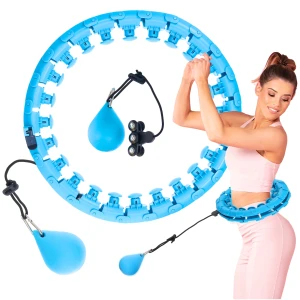 Hula Hop z obciążeniem i masażerem 4FIZJO, innowacyjne narzędzie do modelowania sylwetki i wzmacniania mięśni brzucha (NIEBIESKIE)
