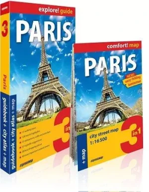 Paris 3in1: guidebook+ city atlas + map - praca zbiorowa - książka