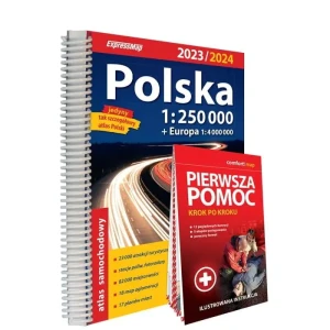 Polska atlas samochodowy + instrukcja pierwszej pomocy 1:250 000 - praca zbiorowa - książka