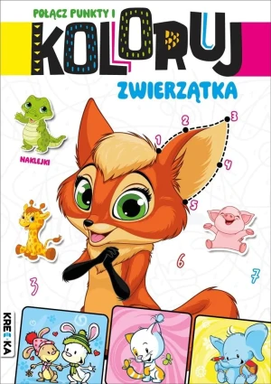 Zwierzątka. Połącz punkty i koloruj - praca zbiorowa - książka