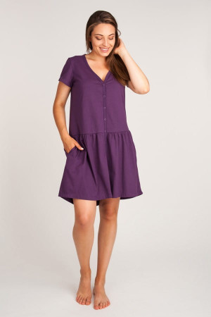 Koszula nocna ciążowa i do karmienia rozpinana Siena/ Fiolet - Dolce Sonno