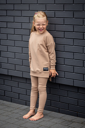 Legginsy prążkowane dla dziewczynki Poppy/Kawa - Dolce Sonno