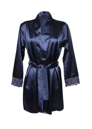Szlafrok, Peniuar satynowy Gosia | Granatowy - DKaren