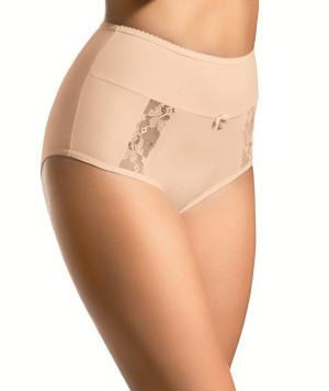 Bawełniane figi damskie z wysokim stanem BBL 005 Beżowe | Babell