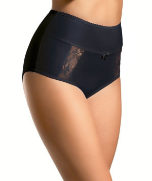 Bawełniane figi damskie z wysokim stanem BBL 005 Czarne | Babell