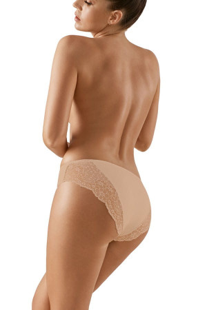 Bawełniane figi damskie z ażurową koronką BBL 048 | Beżowe - Babell