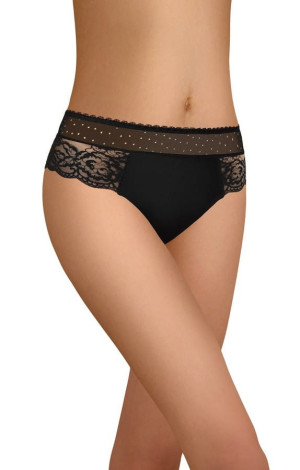 Stringi damskie z siateczki i koronki, czarne | Modo 111