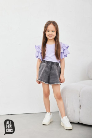 Bluzka dziewczęca z falbanami fioletowa - All for Kids