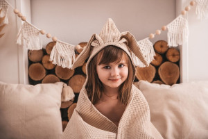 Okrycie kąpielowe Wafel Prestige Bunny 70x140cm - beż | BabyMatex - TB0456_16