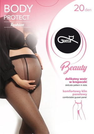 Rajstopy ciążowe Body Protect 20den, czarne w kropeczki | Gatta
