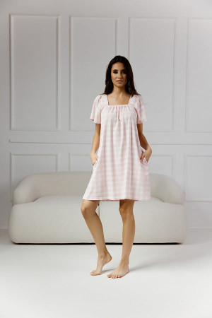 Koszula nocna Parma/ Różowa Kratka - Dolce Sonno