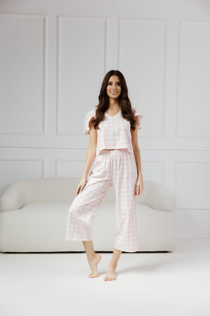 Piżama damska Chiara/ Różowa Kratka - Dolce Sonno