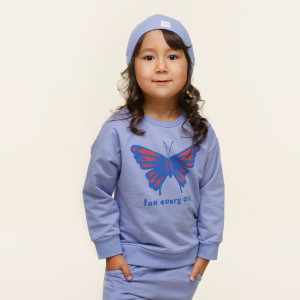 Bawełniana bluza dziecięca lawendowa z motylem - Imagine | Pinokio