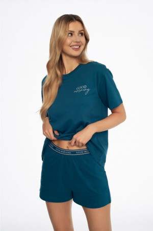 Bawełniana piżama damska Abstract - Dark turquoise | Henderson 41314