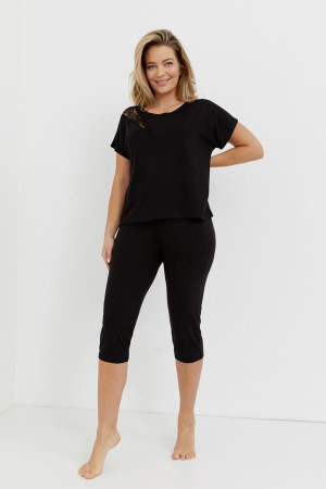 Piżama damska z delikatnej wiskozy Velar - czarna | DeLafense 740