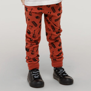 Spodnie dresowe dla dzieci i niemowląt czerwone w instrumenty muzyczne - Let's Rock | Pinokio