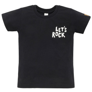 Koszulka z krótkim rękawem T-shirt dziecięcy czarny z napisem - Let's Rock | Pinokio