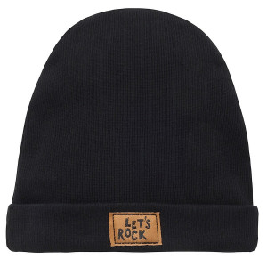 Czapka z prążka dla dzieci czarna - Let's Rock | Pinokio