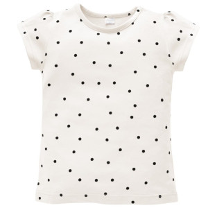 Koszulka z krótkim rękawem T-shirt ecru w groszki - Tres Bien | Pinokio