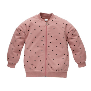Bluza dziecięca i niemowlęca rozpinana różowa w groszki - Tres Bien Pinokio