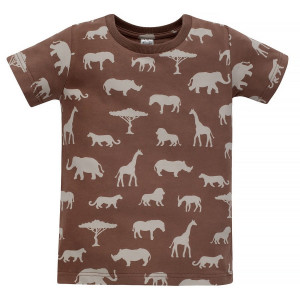 Koszulka z krótkim rękawem T-shirt dziecięcy brązowe zoo - Safari Pinokio