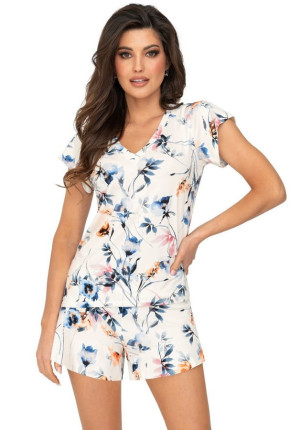 Subtelna piżama damska z krótkim rękawem Astrid - ecru | Donna