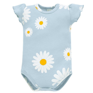 Body z krótkim rękawem niebieskie w stokrotki - Daisy | Pinokio