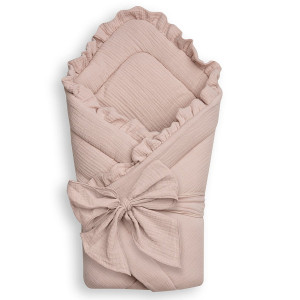 Rożek niemowlęcy muślinowy z falbanką Double Gauze - Beż | Dolce Sonno