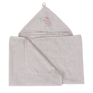 Szare okrycie kąpielowe 70x140 ręcznik z kapturkiem MAXI JUNIOR | BabyMatex