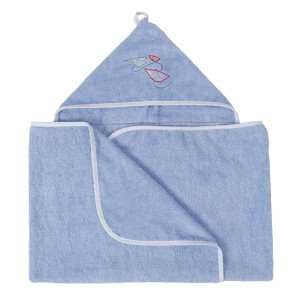 Niebieskie okrycie kąpielowe 70x140 ręcznik z kapturkiem MAXI JUNIOR | BabyMatex