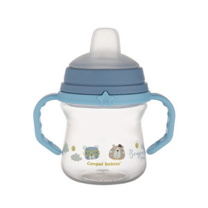 Kubek niekapek z silikonowym ustnikiem 150ml Bonjour Paris - niebieski | Canpol 56/612