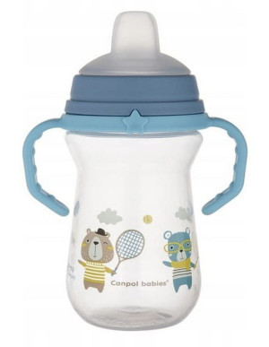 Kubek niekapek z silikonowym ustnikiem 250ml Bonjour Paris - niebieski | Canpol 56/613
