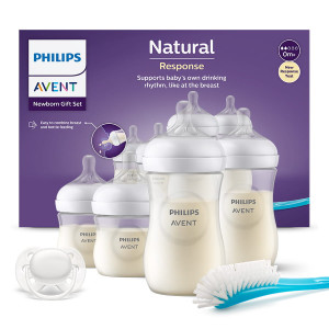 Zestaw startowy 4szt butelek Responsywnych Natural + szczotka i smoczek 0-6m | Avent