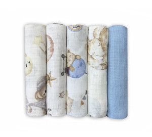 Zestaw 5szt Pieluszek Tetrowych Drukowanych Dolce Sonno - zestaw 2