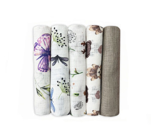 Zestaw 5szt Pieluszek Tetrowych Drukowanych Dolce Sonno - zestaw 3