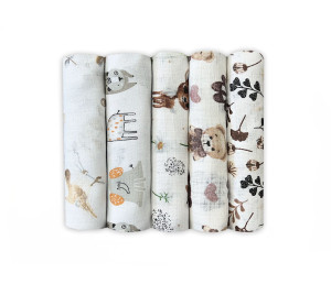 Zestaw 5szt Pieluszek Tetrowych Drukowanych Dolce Sonno - zestaw 4