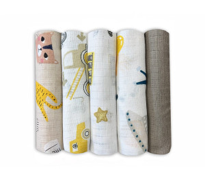 Zestaw 5szt Pieluszek Tetrowych Drukowanych Dolce Sonno - zestaw 7