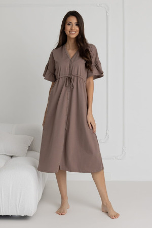 Długa koszula nocna ciążowa i do karmienia Astrid / Taupe - Dolce Sonno