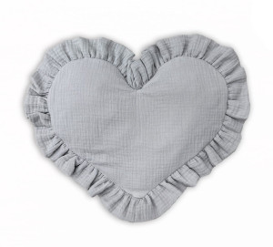 Poduszka muślinowa dla niemowląt Serduszko Szara - Dolce Sonno