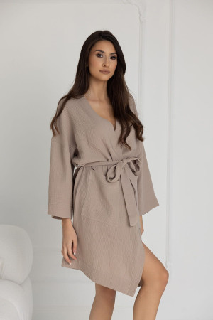 Szlafrok muślinowy damski Maven Mocca - Dolce Sonno